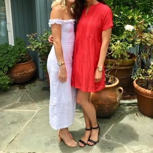 White Off the Shoulder Ruffle Midi Dress